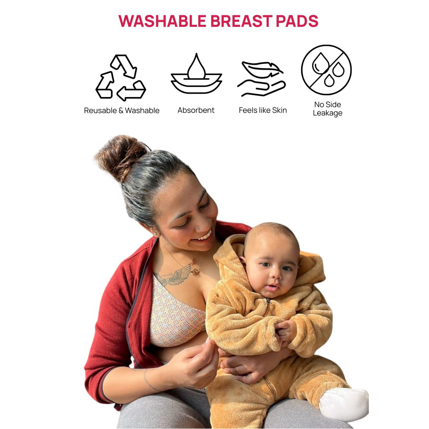 Softlia Reusable Breast Pads for Women | 100% Cotton | Ultra-Soft & Leak-Proof Nursing Pads (Pack of 6)