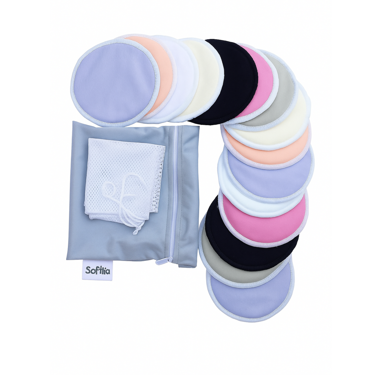 Softlia Reusable Breast Pads for Women | 100% Cotton | Ultra-Soft & Leak-Proof Nursing Pads (Pack of 6)