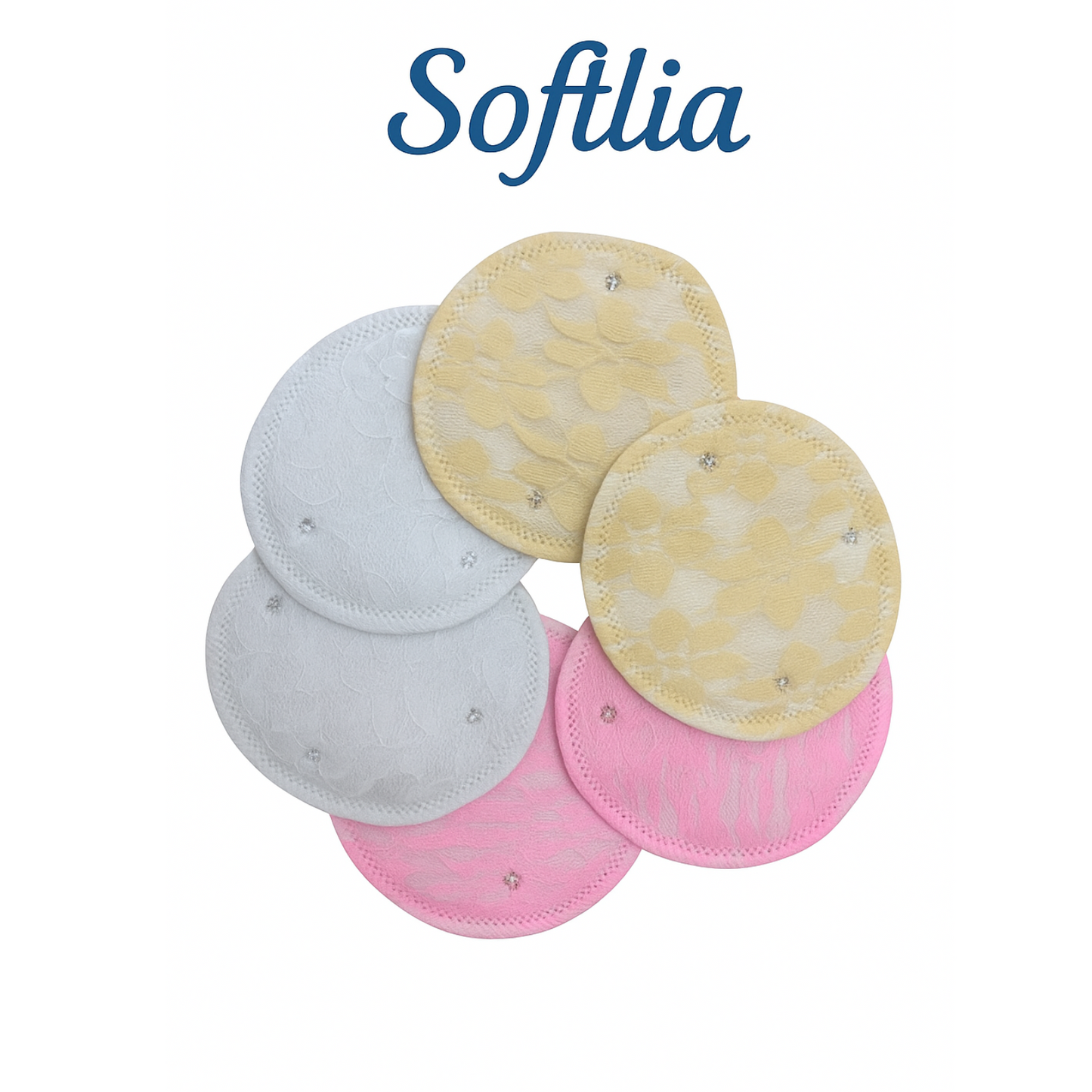 Softlia Reusable Breast Pads for Women | 100% Cotton | Ultra-Soft & Leak-Proof Nursing Pads (Pack of 6)