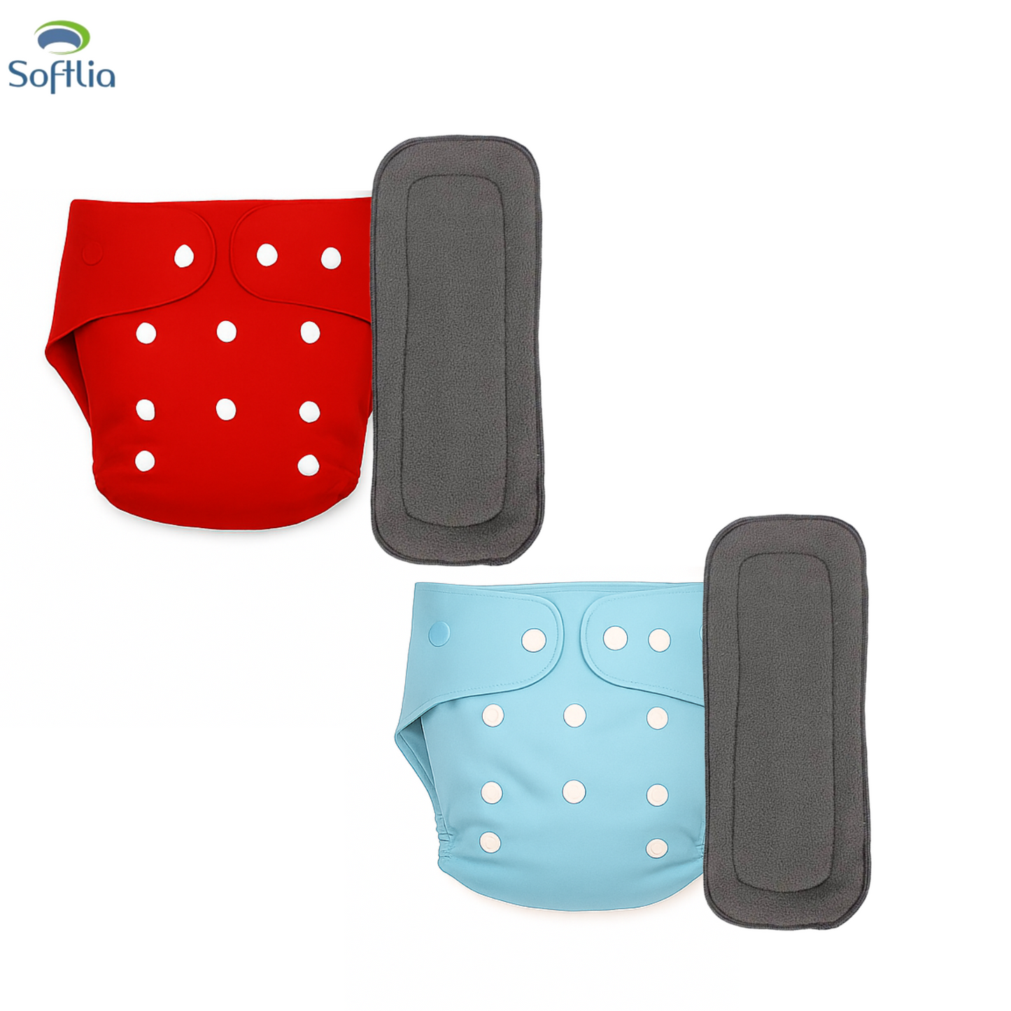 Softlia Baby Cloth Diapers – Pack of 2 (Reusable, Washable, Chemical-Free)