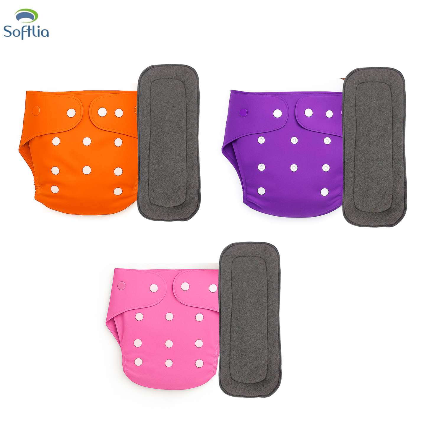 Pack of 3 Reusable Cloth Diapers – Soft, Adjustable & Rash-Free | For Boys & Girls
