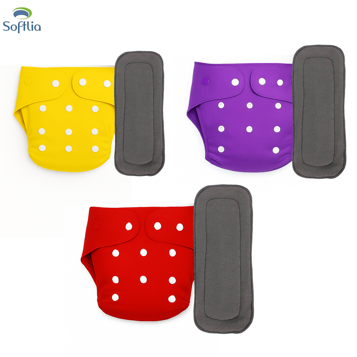 Baby Reusable Cloth Diapers (Pack of 3) – Soft, Washable & Waterproof