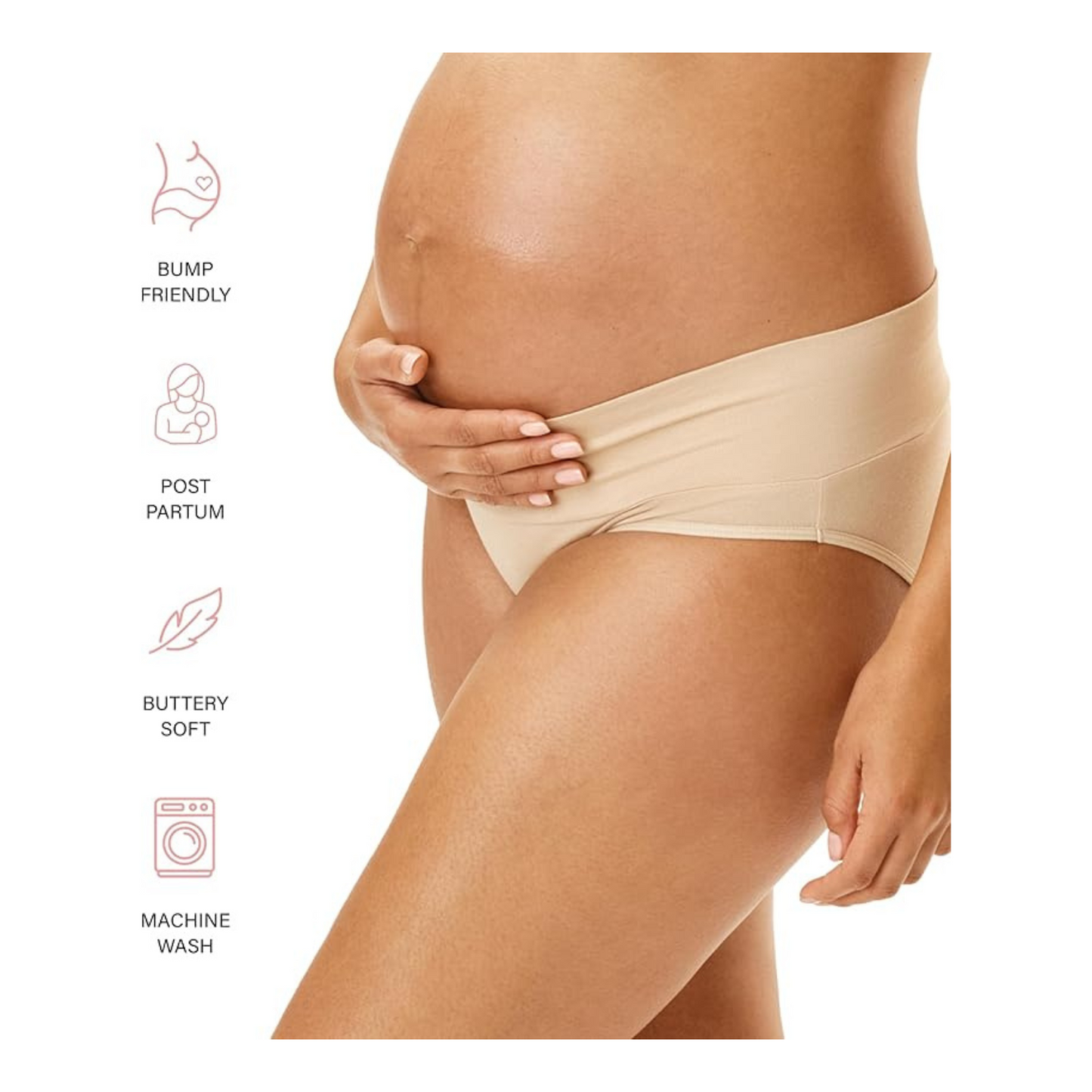 Softlia Women’s Low Waist Maternity Panty | Under Bump Pregnancy Briefs | Soft Cotton, Stretchable & Skin-Friedly