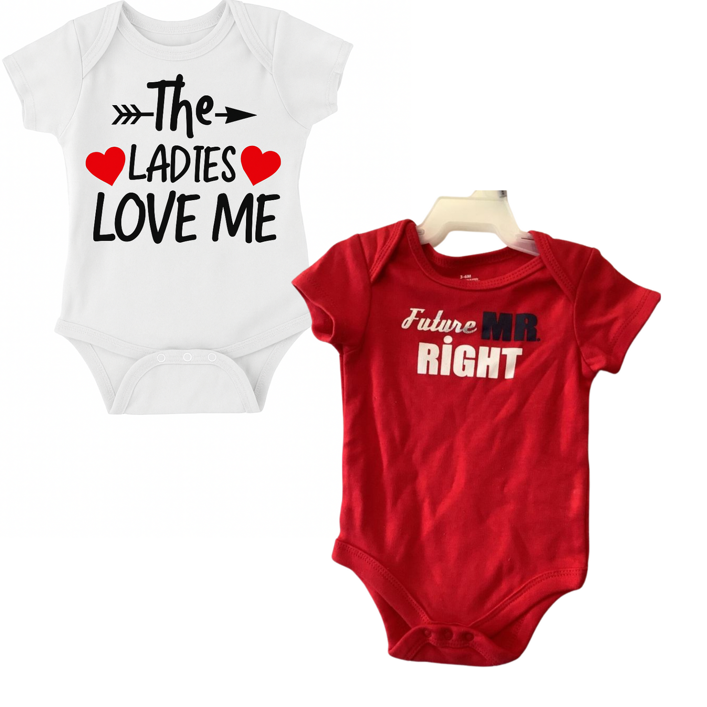 Softlia Pack of 2 – White & Red Half Printed Baby Rompers
