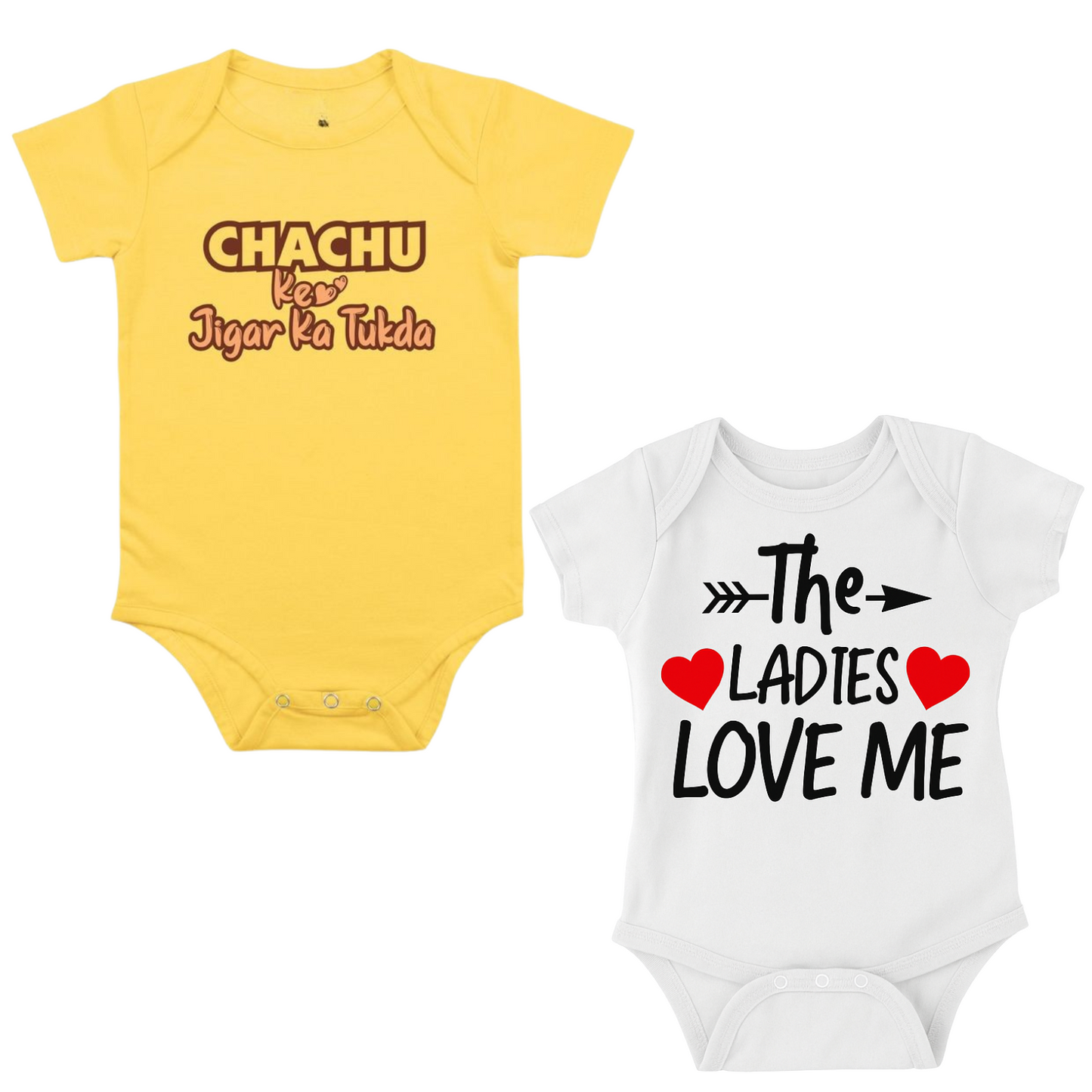 Softlia Pack of 2 – Red & Yellow Half Printed Baby Rompers