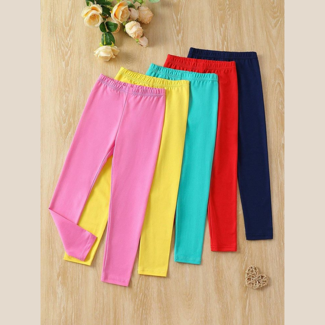 Softlia Girls Cotton Stretch Leggings – Soft, Breathable & Full Length | Daily Wear & Casual Use