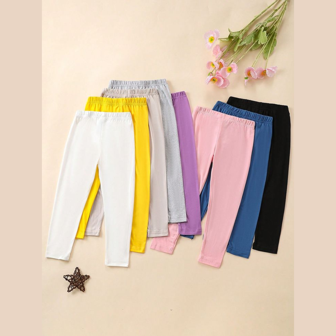 Softlia Girls Cotton Stretch Leggings – Soft, Breathable & Full Length | Daily Wear & Casual Use