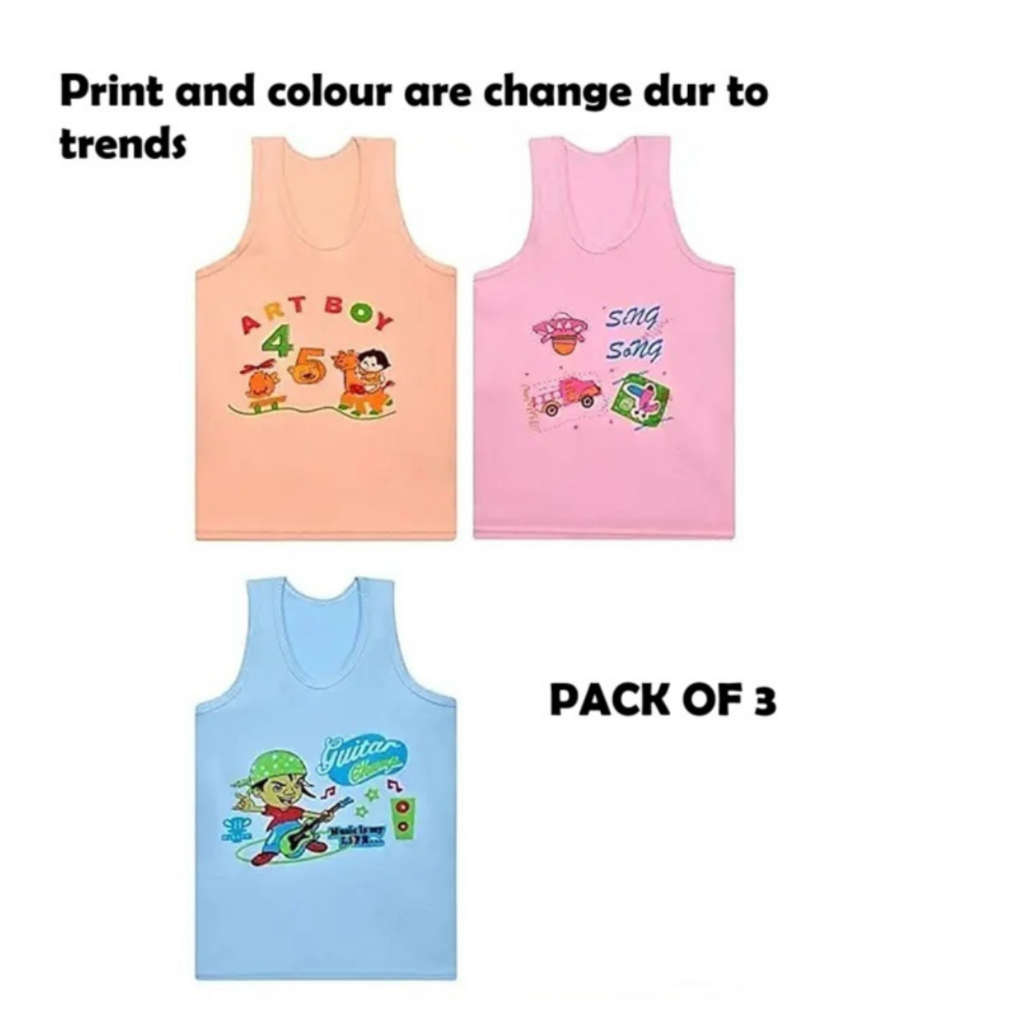 Softlia Kids Cotton Vest – Soft, Breathable & Comfortable – Pack of 3