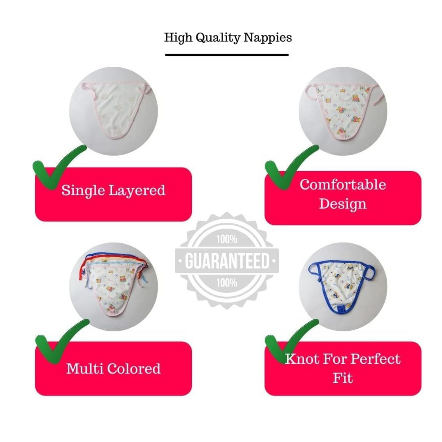Softlia Baby Langot U-Shape – Pure Cotton, Reusable & Breathable – Pack of 6