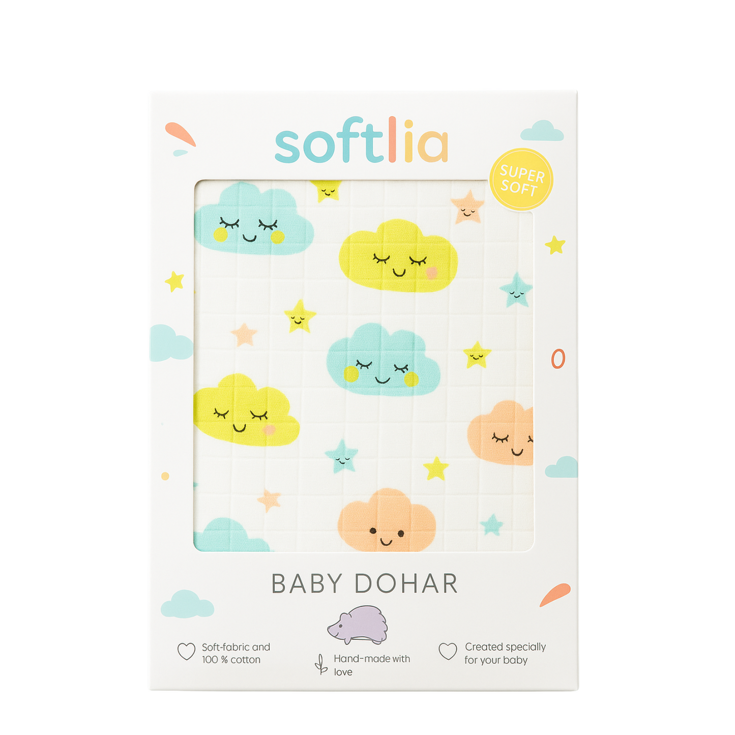 Softlia 3-Layer Baby Wrapper | Soft Cotton Swaddle Blanket for Newborns (0–6 Months)