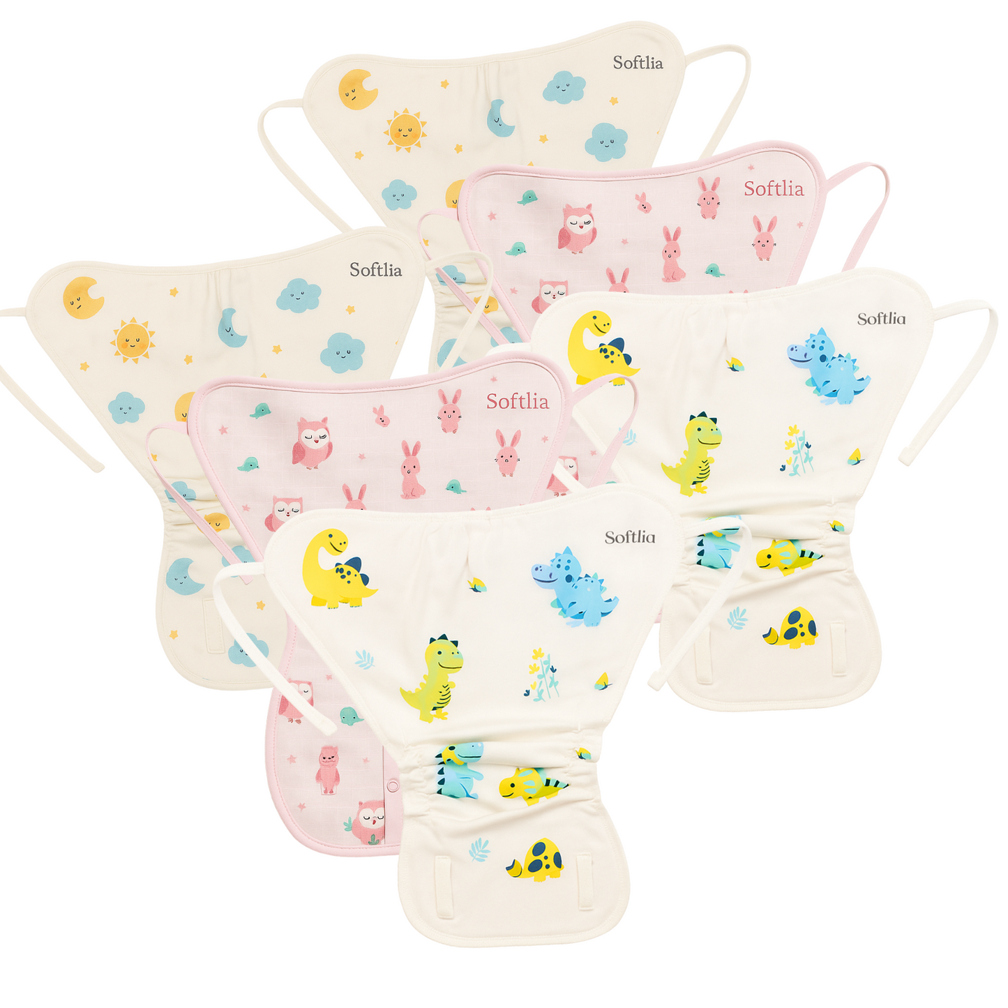 Softlia Muslin Padded Baby Langot – Ultra Soft, Absorbent & Reusable – Pack of 6