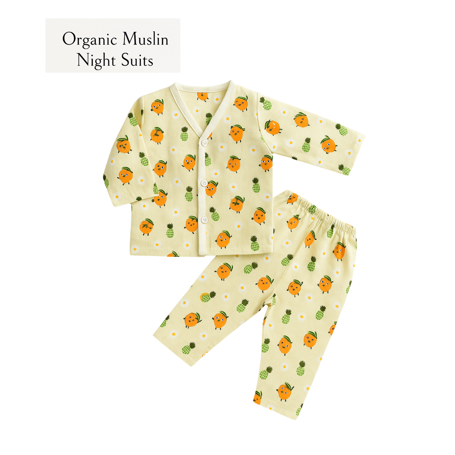 Softlia Muslin Cotton Night Suit for Kids | 2-Piece Sleepwear Set (Shirt + Pajama) | Soft & Breathable Fabric