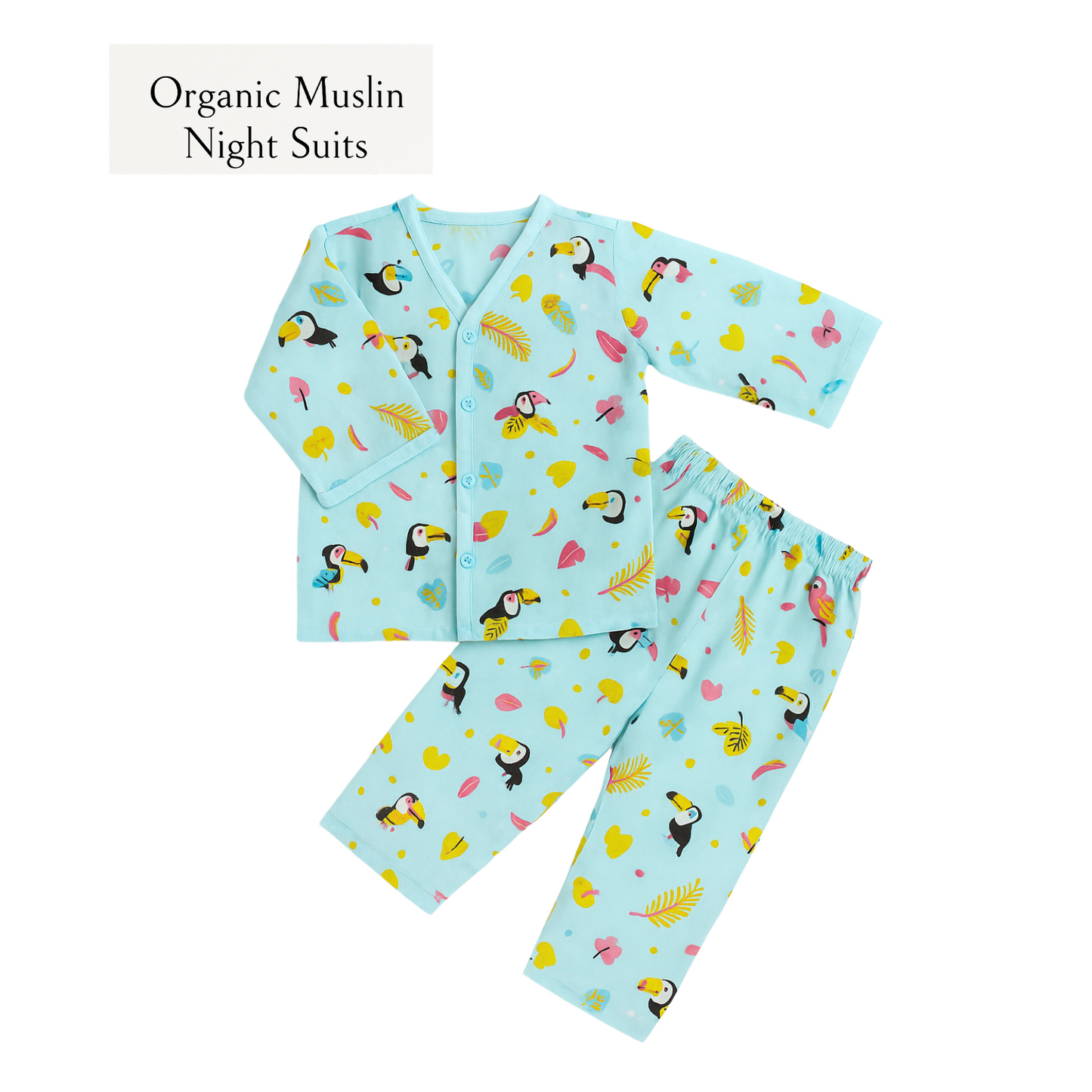 Softlia Muslin Cotton Night Suit for Kids | 2-Piece Sleepwear Set (Shirt + Pajama) | Soft & Breathable Fabric