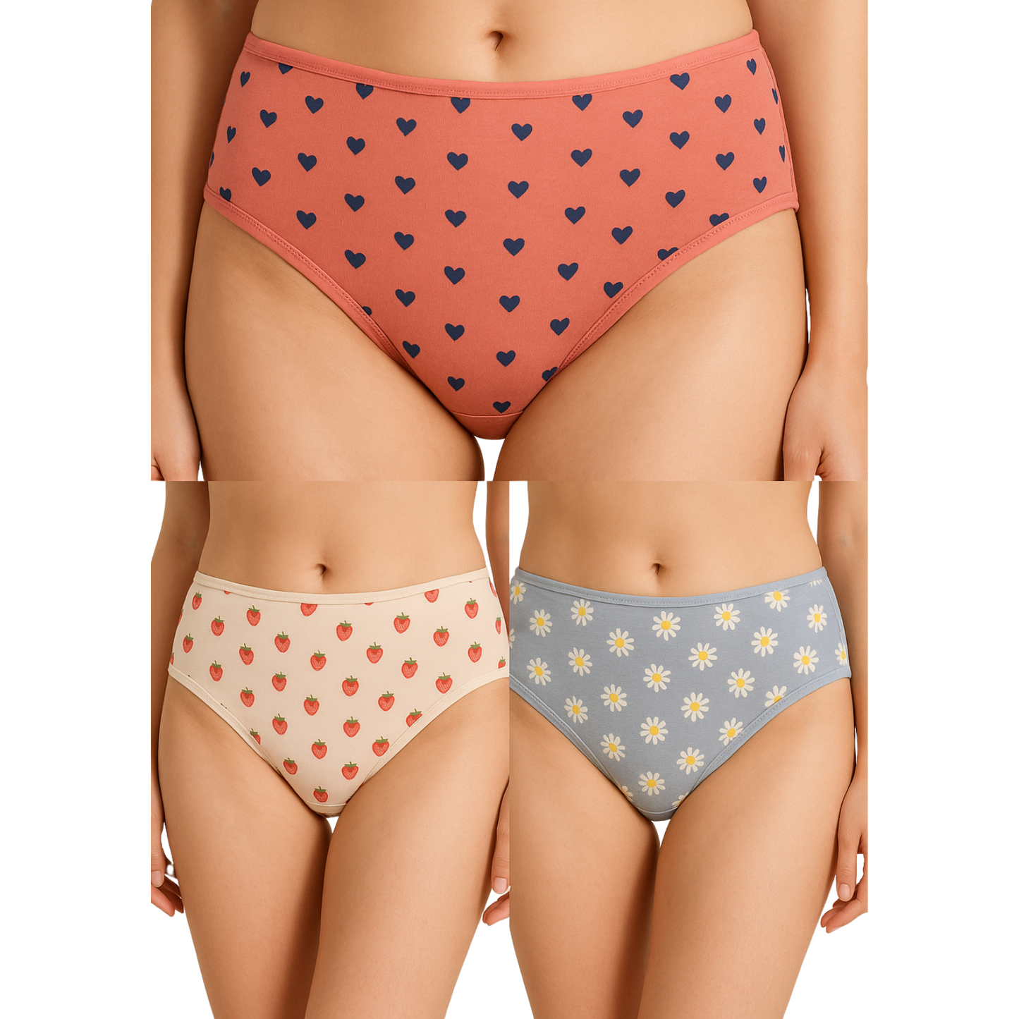 Softlia Women’s Cotton Printed Panty | Soft & Breathable Mid-Rise Briefs (Pack of 3/5/6)
