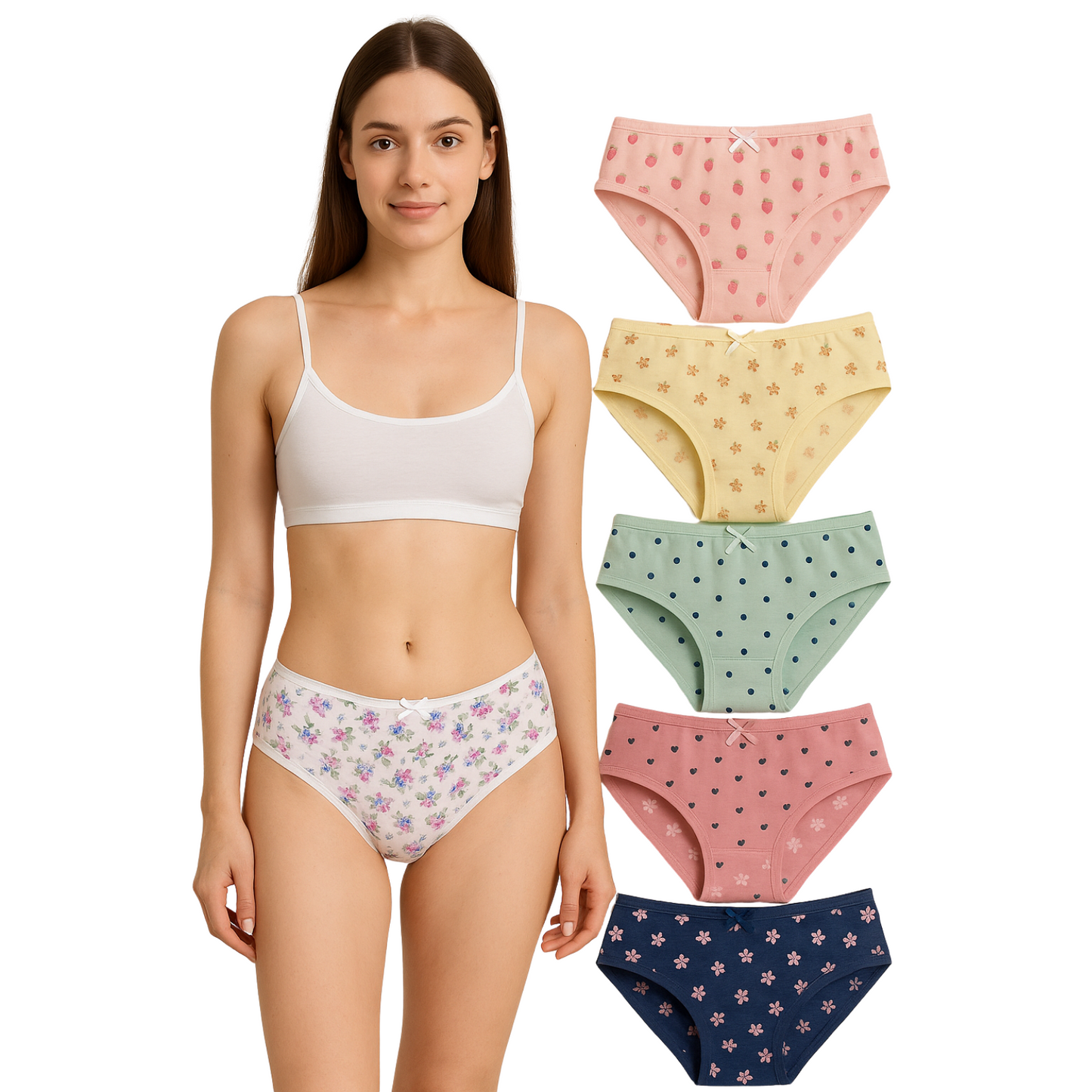 Softlia Women’s Cotton Printed Panty | Soft & Breathable Mid-Rise Briefs (Pack of 3/5/6)