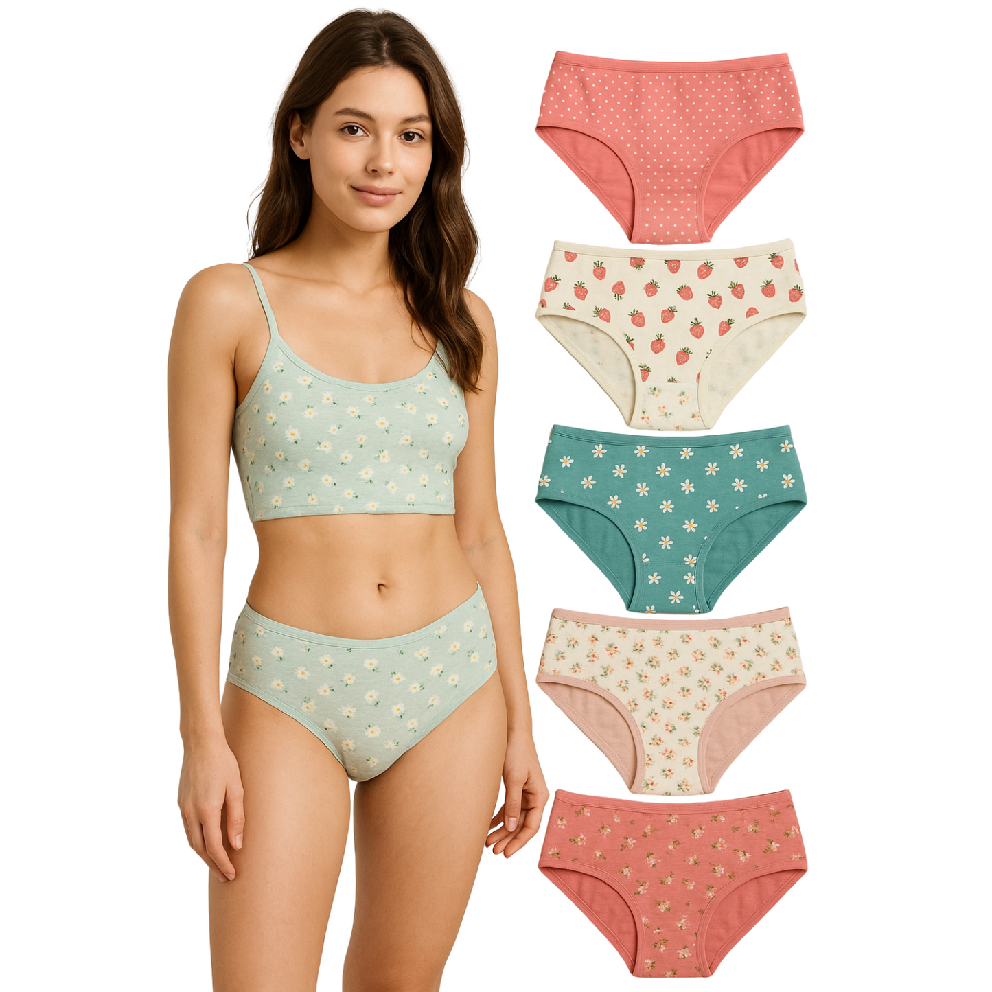 Softlia Women’s Cotton Printed Panty | Soft & Breathable Mid-Rise Briefs (Pack of 3/5/6)