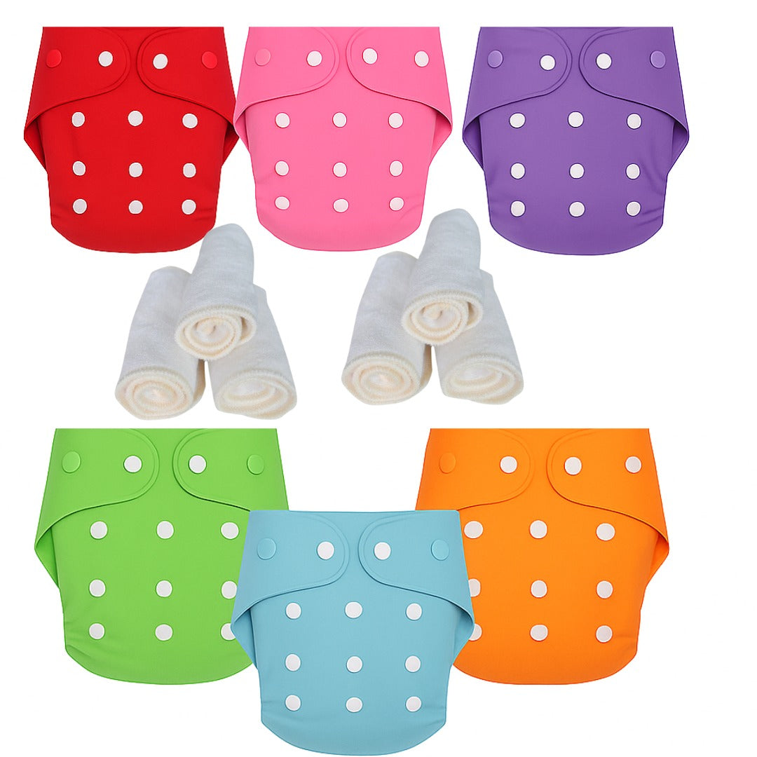 Softlia Baby Cloth Diapers – Pack of 6 Reusable, Breathable