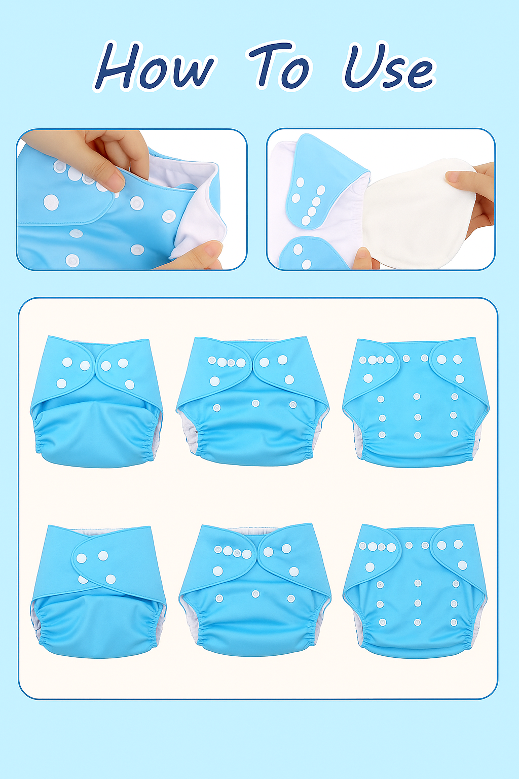 Softlia Reusable & Washable Cloth Diaper | Adjustable Size | 0-3 Years
