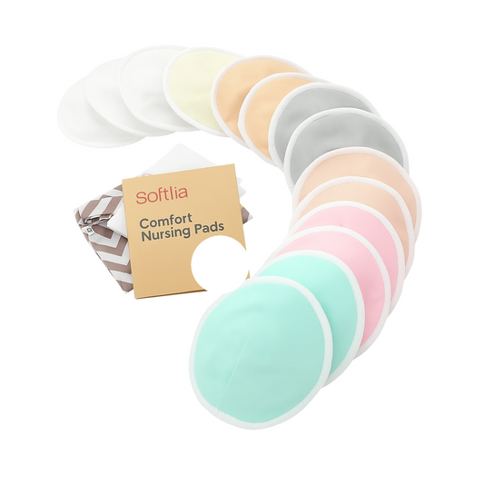 Softlia Reusable Breast Pads for Women | 100% Cotton | Ultra-Soft & Leak-Proof Nursing Pads (Pack of 6)