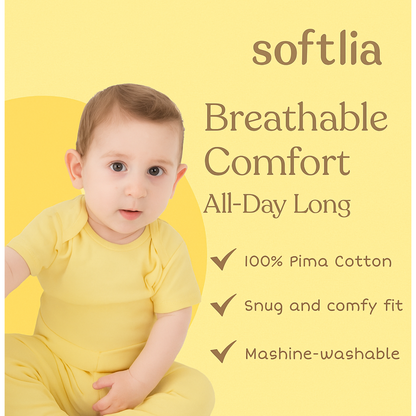 Softlia Pack of 2 – White & Sky Blue Full Printed Baby Rompers