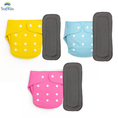 Softlia Reusable Cloth Diapers for Babies – Pack of 3 | Adjustable, Leak-Proof & Eco-Friendly