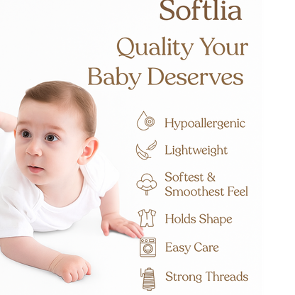 Softlia Pack of 2 – White & Sky Blue Full Printed Baby Rompers