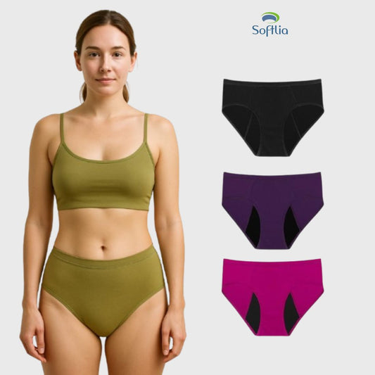Softlia Period Panty for Women – Leak-Proof, High Cotton Fabric pack of 1