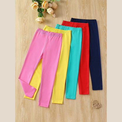 Softlia Girls Cotton Stretch Leggings – Soft, Breathable & Full Length | Daily Wear & Casual Use