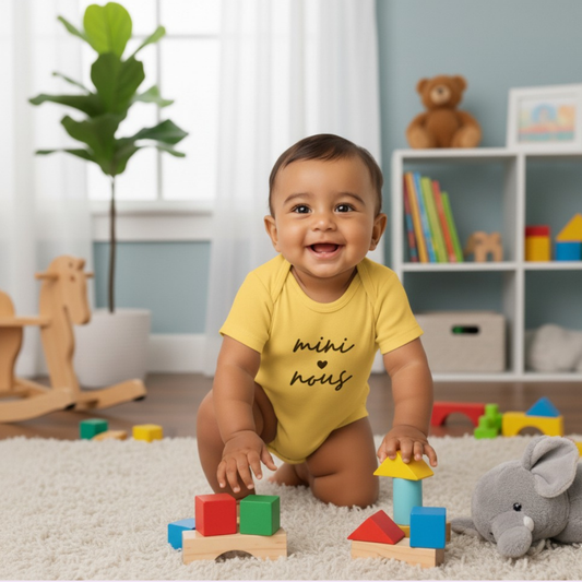 Softlia Yellow Cotton Half Romper for Baby – Soft, Comfy & Easy to Wear Bodysuit