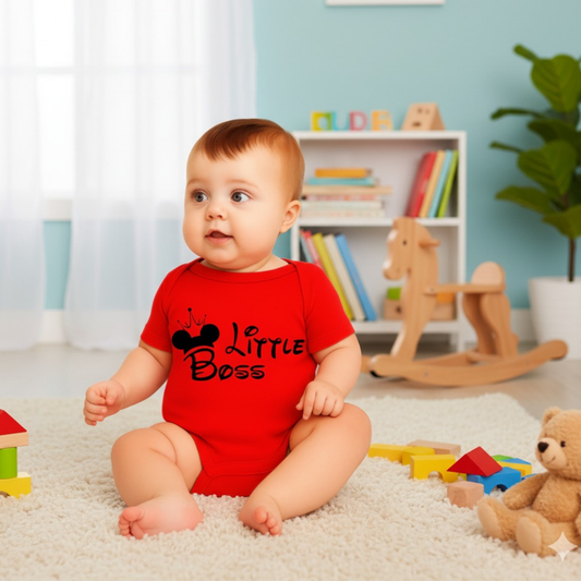 Softlia Red Half Printed Baby Romper – Soft Cotton