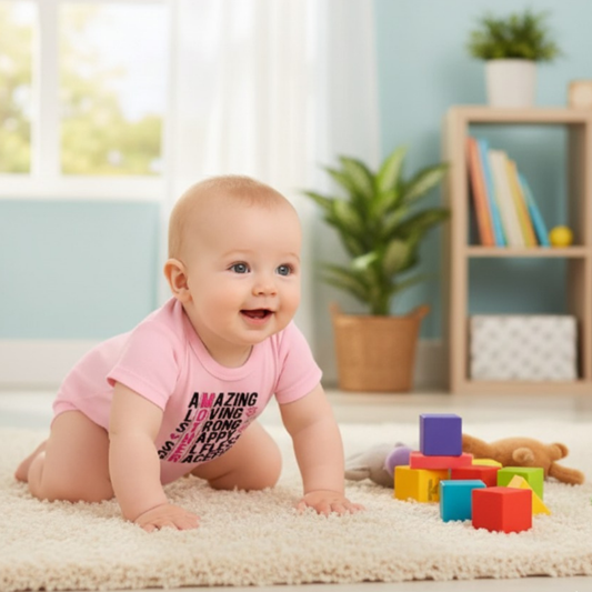 Softlia Pink Half Printed Baby Romper – Soft Cotton