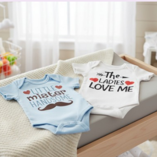 Softlia Pack of 2 – Sky Blue & White Half Printed Baby Rompers