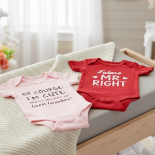 Softlia Pack of 2 – Red & Pink Half Printed Baby Rompers