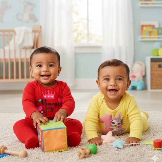 Softlia Pack of 2 – Red & Yellow Full Printed Baby Rompers