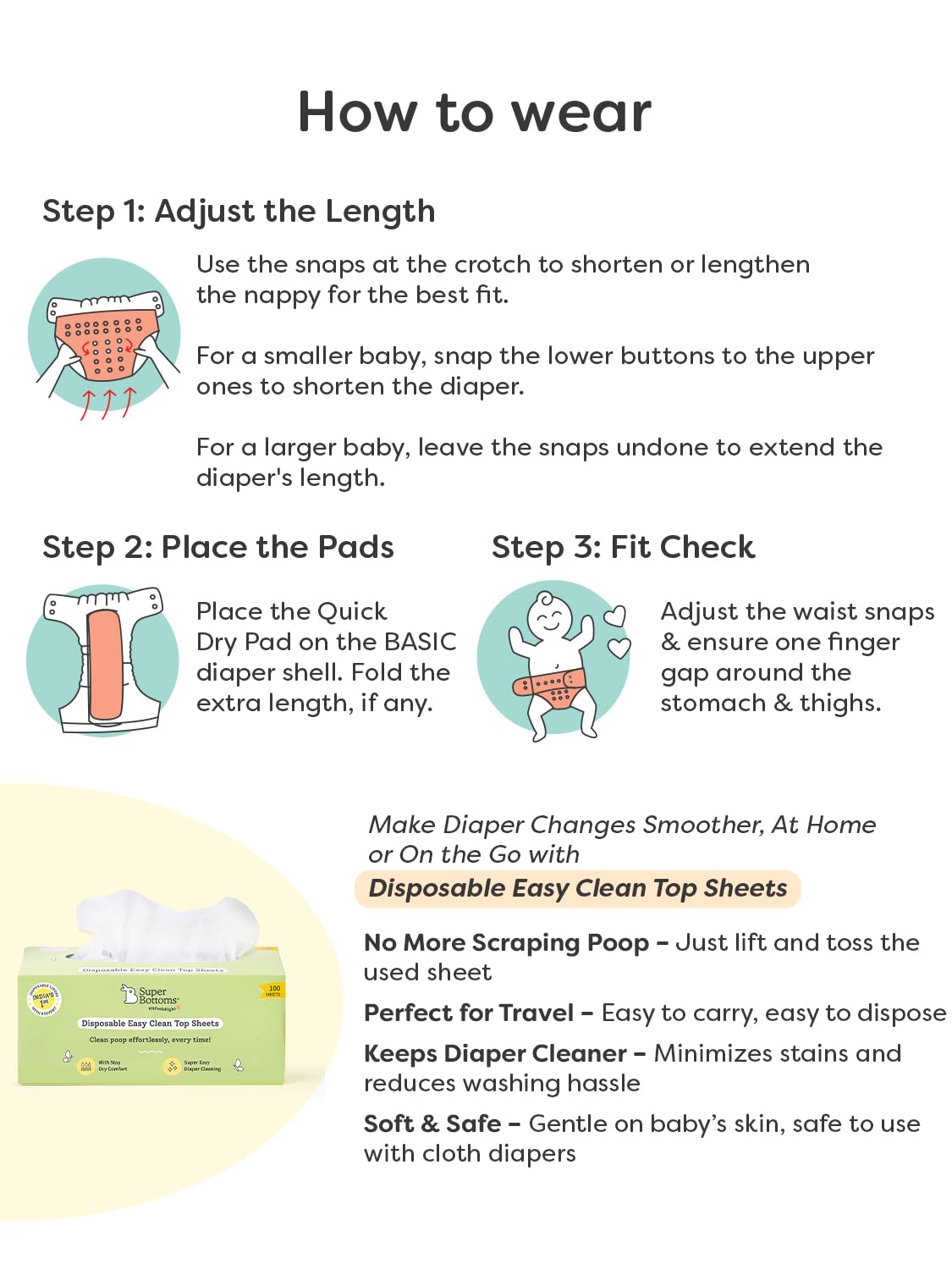 Softlia Reusable Cloth Diapers for Babies – Pack of 6