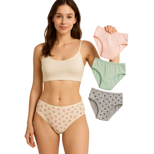 Softlia Women’s Cotton Printed Panty | Soft & Breathable Mid-Rise Briefs (Pack of 3/5/6)