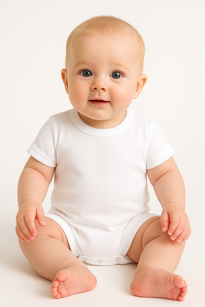 Softlia White Half Printed Baby Romper
