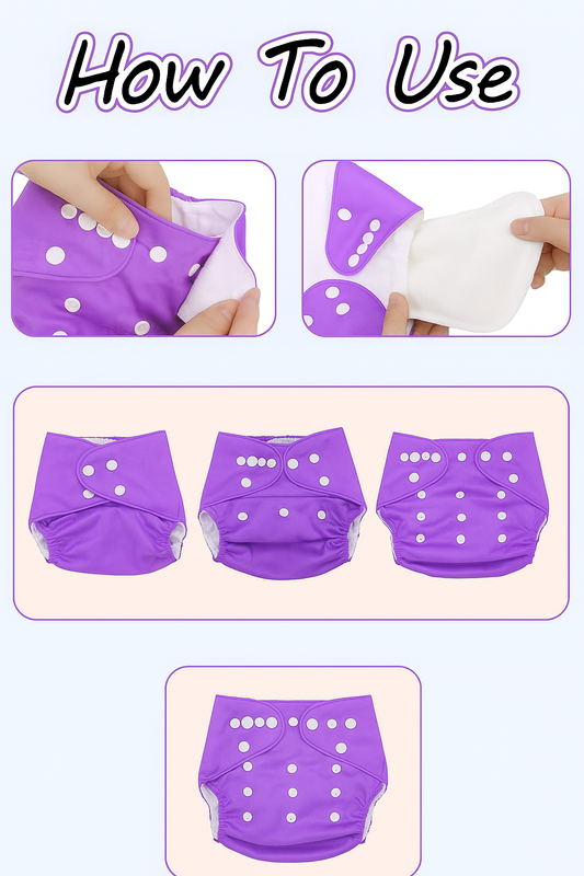 Softlia Baby Cloth Diapers – Pack of 6 Reusable, Breathable